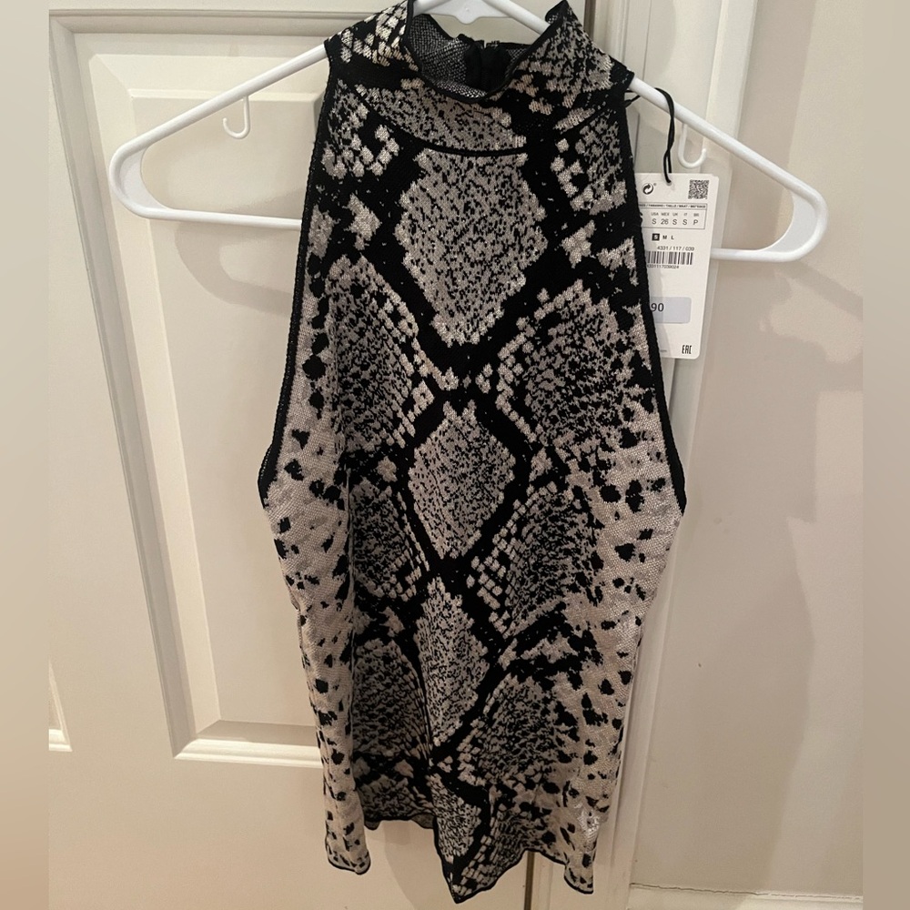 Zara Knit Python Print Mock Neck